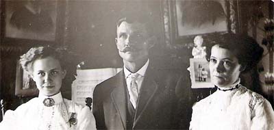 Bert Fockler with sister Irene and wife Nora Mullens
